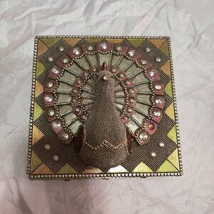 Trinket Box With Pheasant. Ceramic bling.